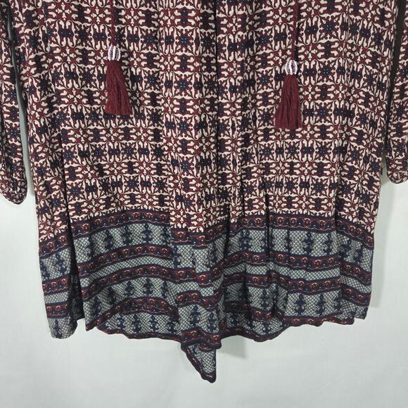 J. Roberts Multicolor Bohemian Crochet Trim Tassel Peasant Tunic Beaded Medium - Picture 7 of 12